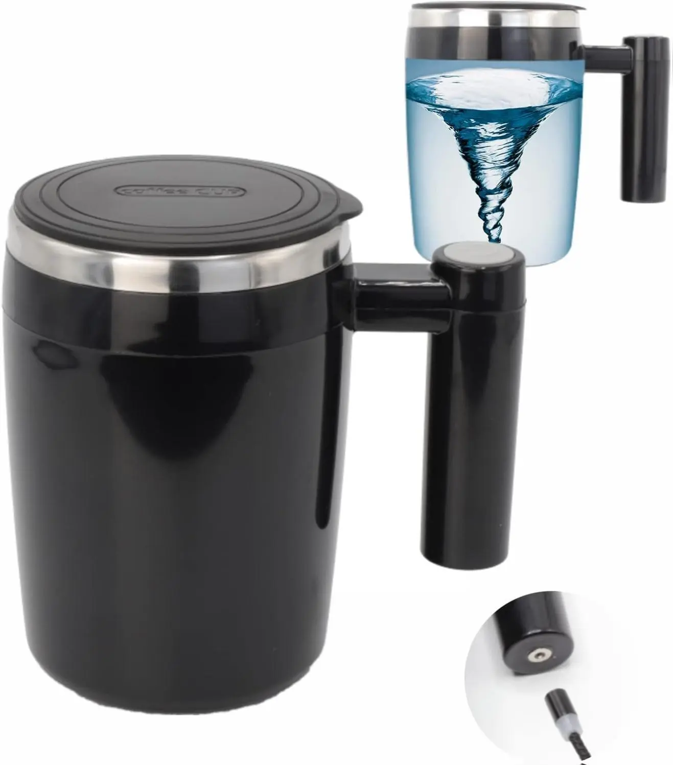 Rechargeable Self Stirring Mug - Magnetic Electric Auto Mixing Stainless Steel Cup for Office/Kitchen/Travel/Home Coffee/Tea/Hot Chocolate/Milk-430 ml/14.5 oz