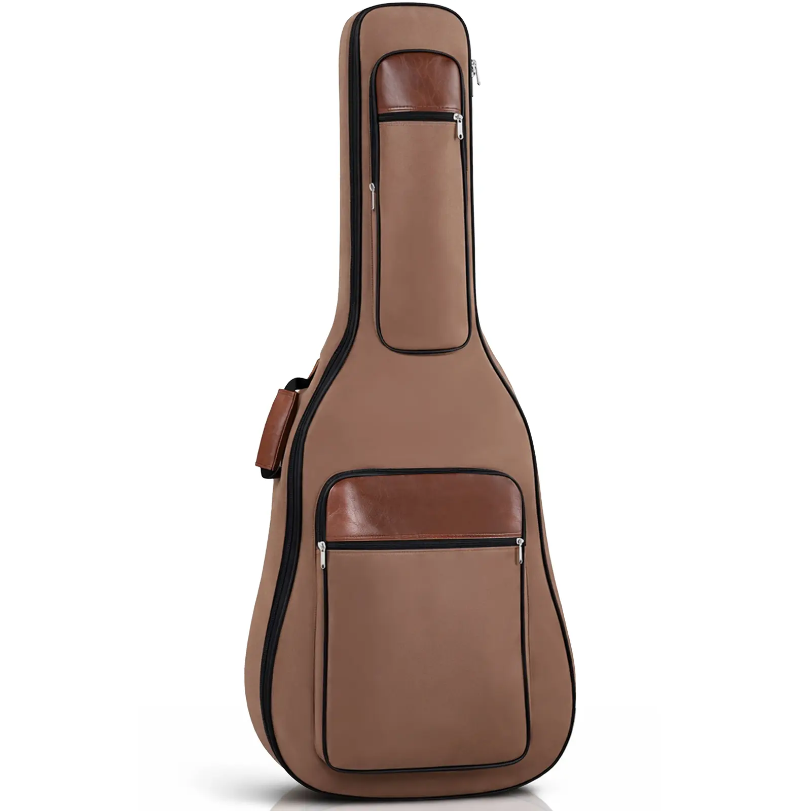 Unisex 600D Extra-Thick Oxford & Polyester Fabric Acoustic Guitar Bag, 10mm Sponge Padding, Waterproof Coating, Zipper Closure, Brown - Fits 41/40-inch Guitars for Instrument Protection, Guitar Gear