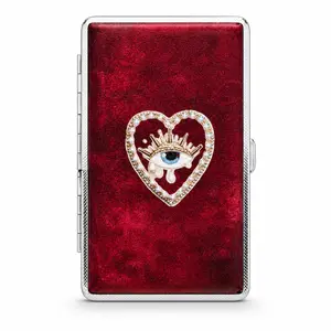 Vintage Card Holder Wallet with Metal Money Clip – Leather RFID Blocking Business Credit Card & ID Case, Retro Cig Pocket Trinket Holder