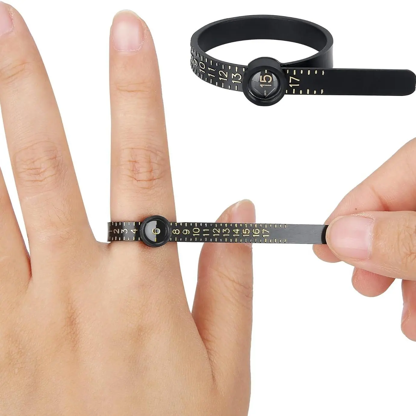 Ring Size Measuring Tool, Reusable Finger Size Gauge, Jewelry Sizing Tool, Measuring Tool with Magnified Glass, Hand Measuring Tool