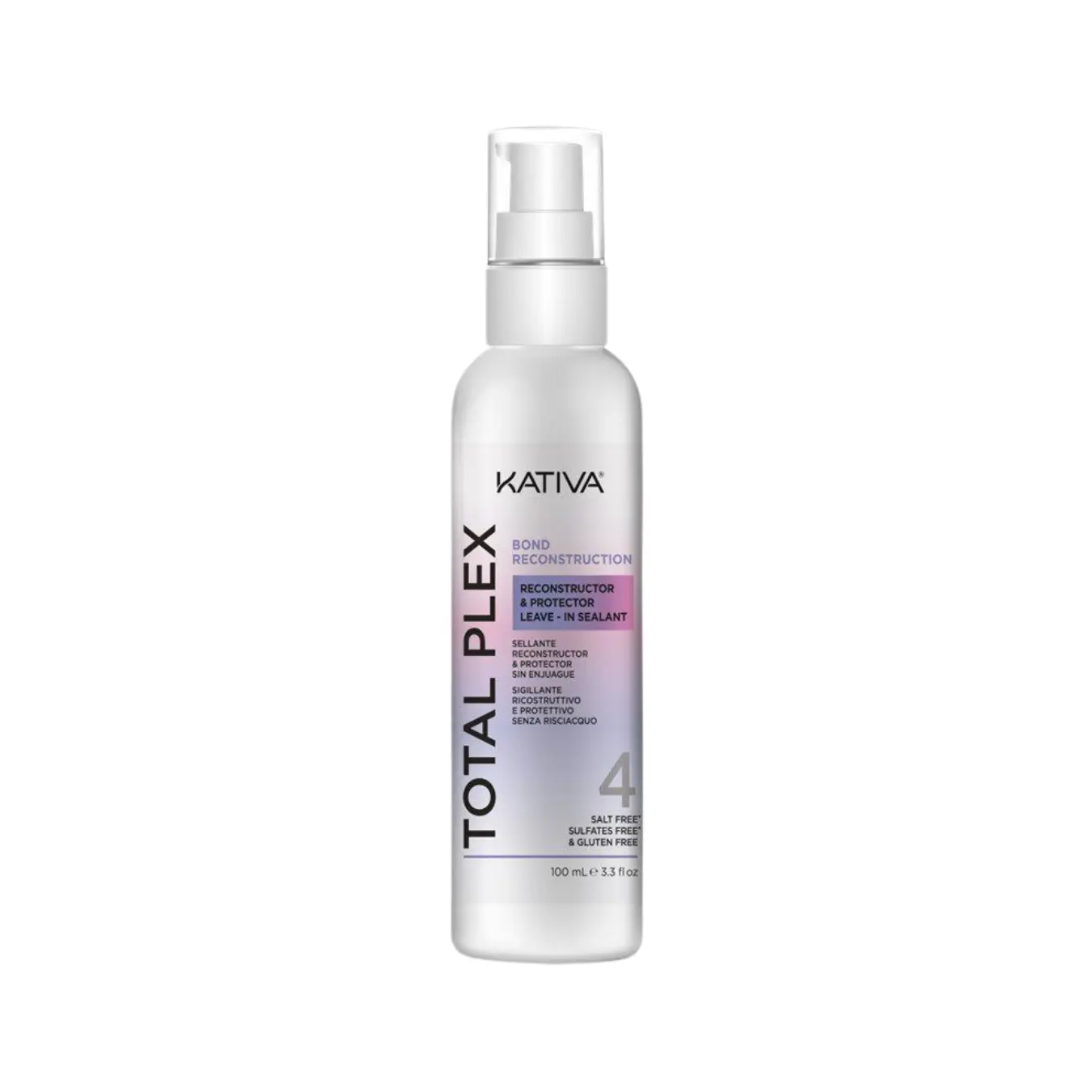 Kativa Total Plex Leave-In Bond Repair Treatment - Lightweight Heat Protectant, Anti-Frizz Shine Sealant, Moisturizing Haircare for Damaged, Color-Treated Hair of Adults, Vegan, 100ml