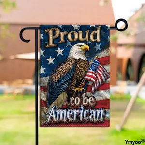 【4thofjuly /fourthofjuly】Double-sided garden decorative banner featuring the American eagle holding a flag, perfect for patriotic decoration and festive display on patios and porches