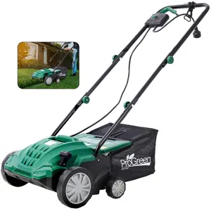 Donext ProGreen Donext Garden Scarifier 2-in-1 13INCH Dethatcher Scarifier 12 Amp Electric Lawn Dethatcher Removable 31.7QT Collection Bag Portable Tool