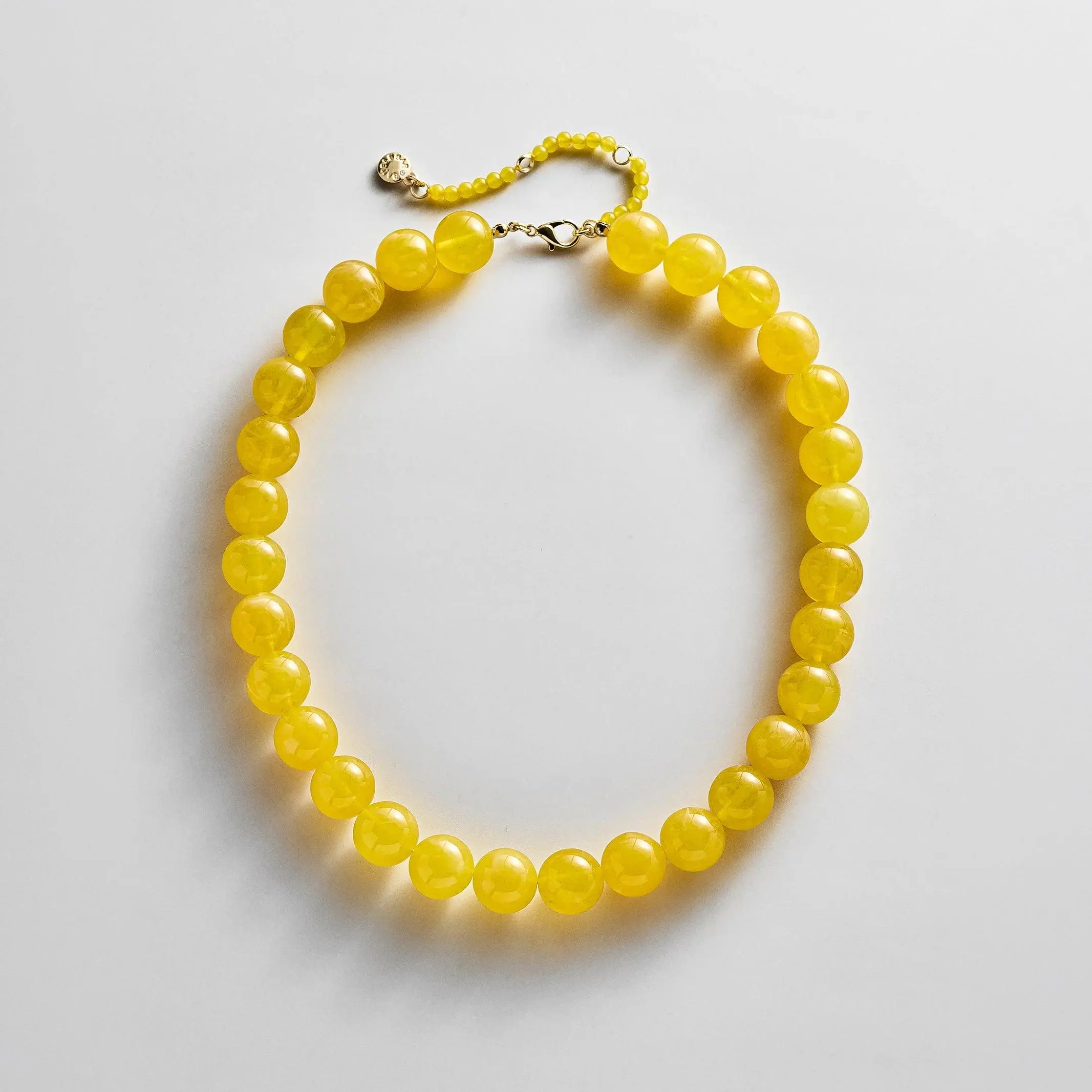 Mini Jane Chunky Adjustable Resin Beaded Necklace - Bright Color Citrine Beaded Necklace