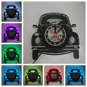 LED Classic Car Element Clock, Practical Art Decoration for Home Bedroom Garage, Perfect Gift for Car Enthusiasts Retro Style, LED Wall Clocks