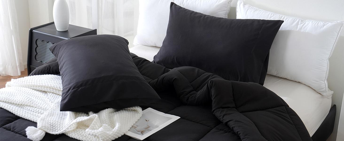 DOWNCOOL 3 PCS All Season Comforter Set(2pcs for Twin) - Soft Bed Set-Down Alternative Comforter with pillowcase, High Quality Quilting Design Box Stitching Technology