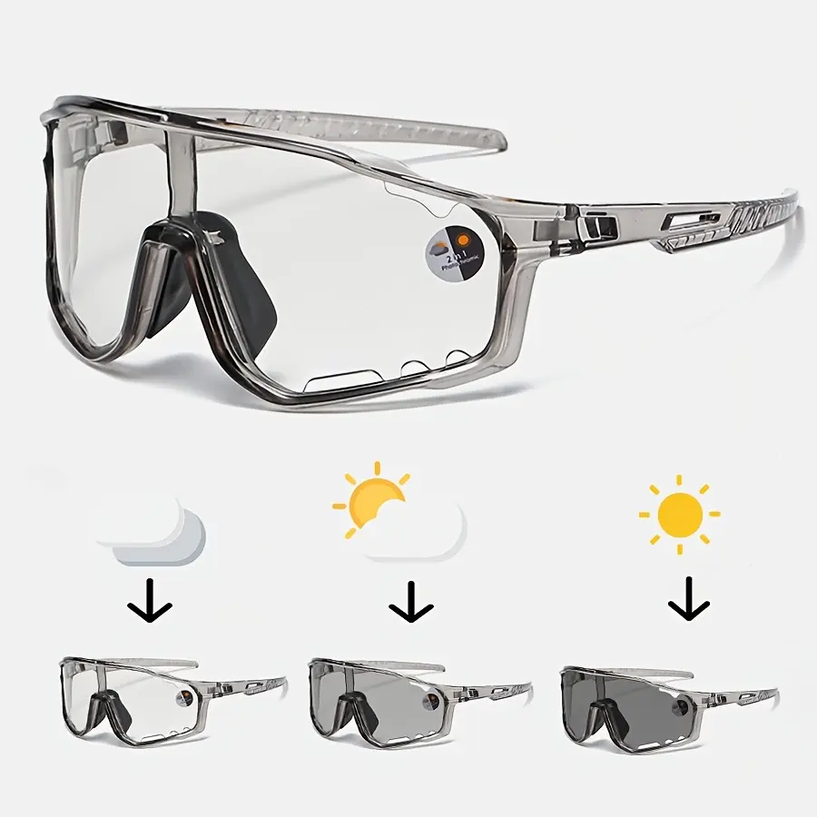 1 pair of color-changing cycling sunglasses - large frame - unisex Windproof Outdoor Eyewear Windproof Shades,daily