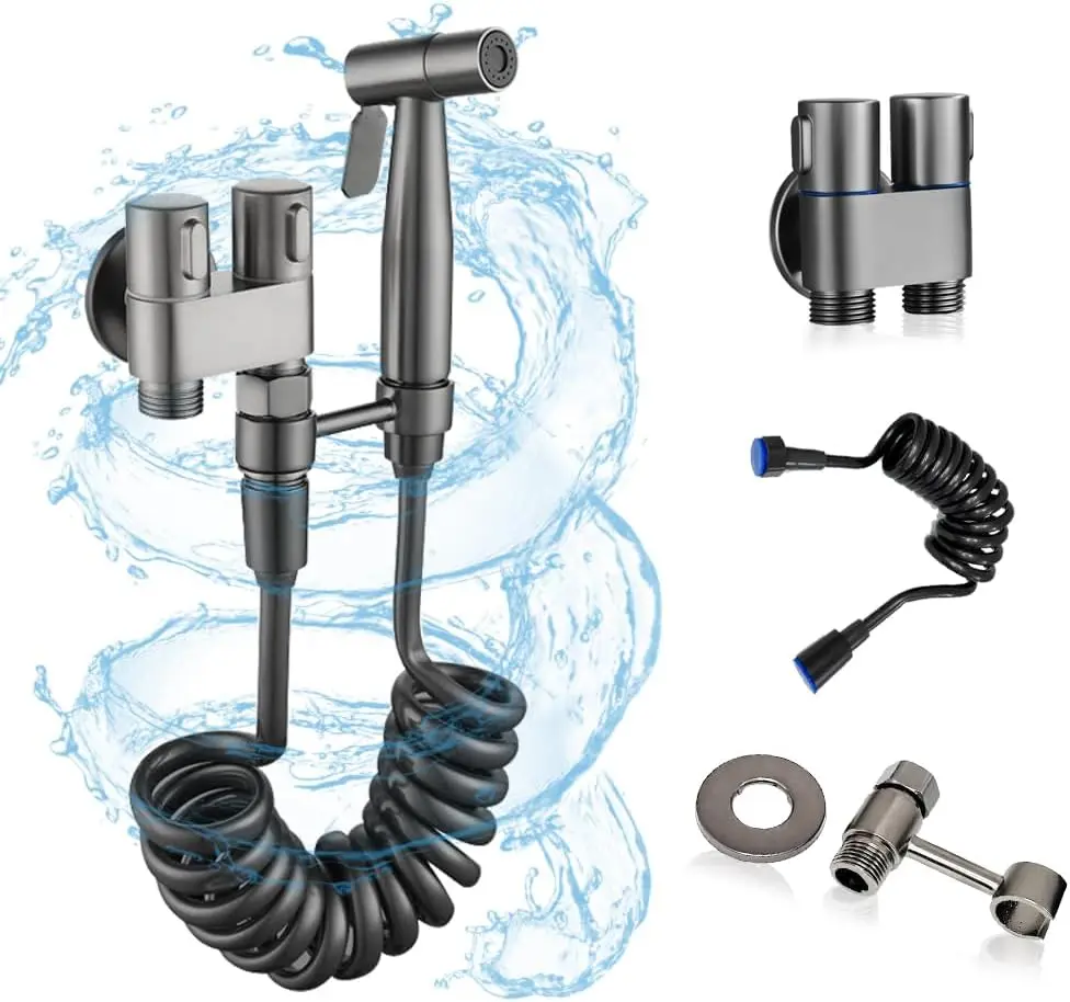 Handheld Bidet Sprayer for Toilet Baby Cloth Diaper Spraying Kit Bathroom Toilet Bidet Attachment Set for Bathing Pets and Feminine Hygiene Matte Black