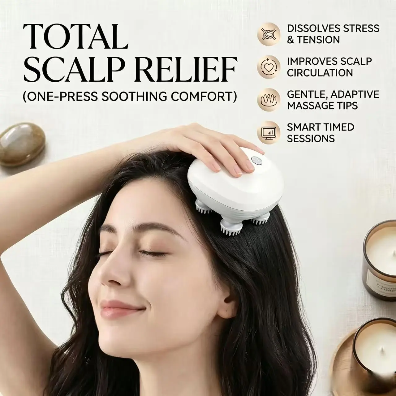 Cordless Head Scalp Massager, Cat Massager, Dog Massager, Waterproof with Multi-Modes Vibration Handheld Portable, Silicone Head Scratcher, Hair Growth, Deep Clean, Relieve Stress, Relax, Gifts for Family