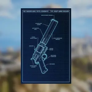 ARC Raiders Anvil Blueprint Poster, Sci-Fi Robot Schematic Wall Art, Gaming Weapon Print, Technical Drawing Decor, Gamer Gift
