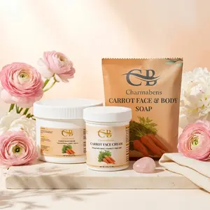 Charmabens Carrot Skincare Set – Face & Body Soap + Face Cream + Body Cream | Hydrating Daily Routine Bundle