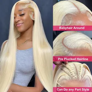 Vasilia 613 13x6 Lace Front Wig Human Hair Density Blonde Wigs Human Hair 613 Lace Front Wig Human Hair HD Lace Frontal Wig 13x6 Straight Lace Front Wig Human Hair for Women Human Hair Lace Front Wigs Pre Plucked with Baby Hair Part Style