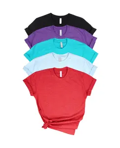 Unisex T-shirt Blanks for HTV Cotton Poly Blend Shirts Heather Red Purple Light Blue Tahiti Blue Black Loose Fit Short Sleeve Crew Neck Top Streetwear XS to 2XL