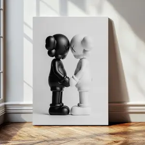 Kaws Figures in Love Black and White | Home Decor Poster Unframed