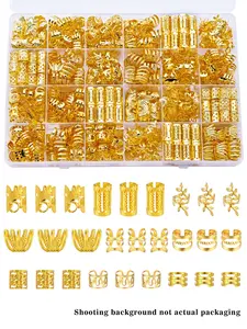 220pcs Hair Beads Hair Cuffs, Braiding Hair Rings, Alloy Hair Charms for Loc Braids, Adjustable Metal Braid Hair Jewelry, Versatile Hairstyle, Hair Accessories