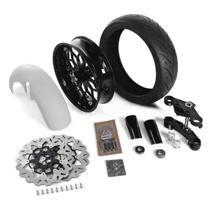 21" Road Fat Wide Front Tire Triple Trees Big Wheel Builders Kits For Harley Touring 2014-UP Raked Triple Trees Wheel Fender Brake Rotors