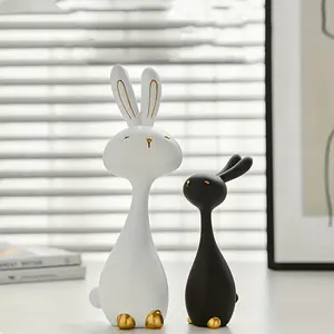 Cartoon & Rabbit Resin Ornament, Adorable Animal Figurine, Perfect Gift for Kids, Decorative Home Accessory