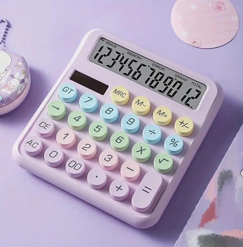Battery-Powered Desktop Calculator, 12-Digit U.S. Display, Large Responsive Buttons - Easy-to-Read Office Stationery for Home Budgeting, Business Calculations