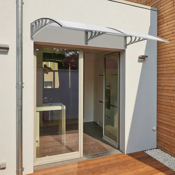 80x38in Rectangle Cantilever Awning - Transparent Polycarbonate, Sturdy Metal Frame, Waterproof UV-Resistant, Easy-Install, Visibility-Boosting Exterior Sunshade for Outdoor Patio Door, Window