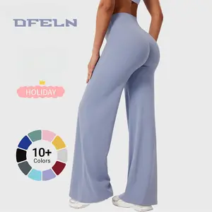 DFELN Eddiy Leggings High-Waist Straight-Leg No Front Seam Buttery Soft Gym Yoga Pants for Women Fitness Tights