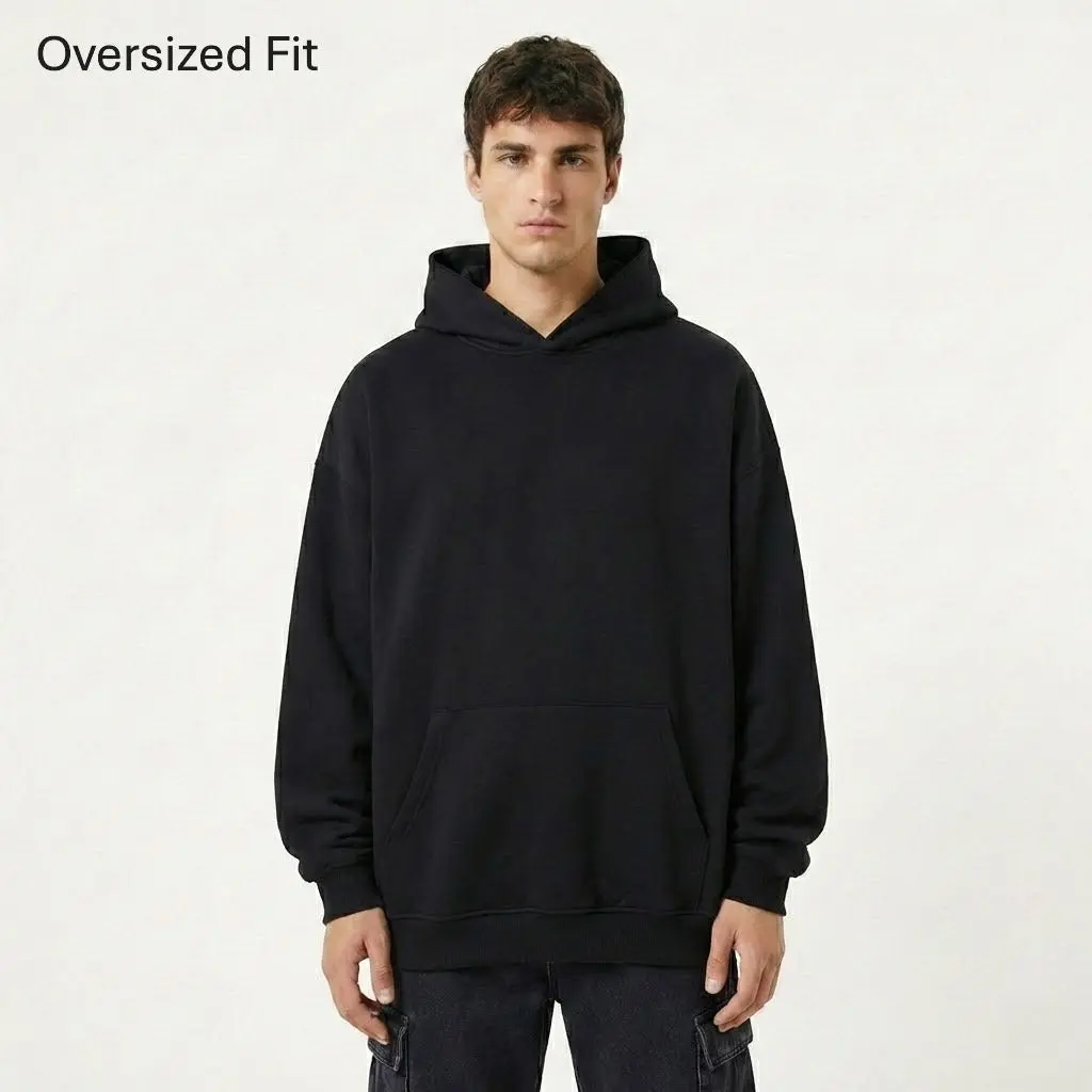 OVERSIZED Hoodie Super Heavyweight 400gsm Polar Fleece-Lined Cotton-Blend Pullover Hoodie, Oversized Fit, Minimalist Design