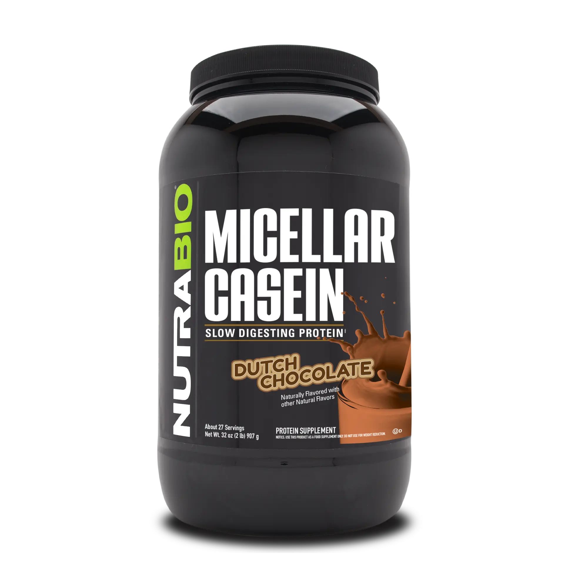 NutraBio Micellar Casein Slow-Digesting Protein Powder for Muscle Recovery & Growth 7-HR Sustained Amino Acid Release Ideal for Between Meals & Bedtime