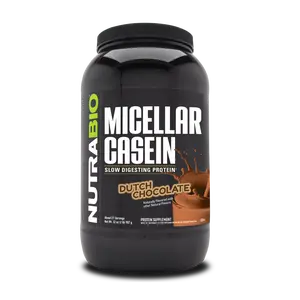 NutraBio Micellar Casein Slow-Digesting Protein Powder for Muscle Recovery & Growth 7-HR Sustained Amino Acid Release Ideal for Between Meals & Bedtime