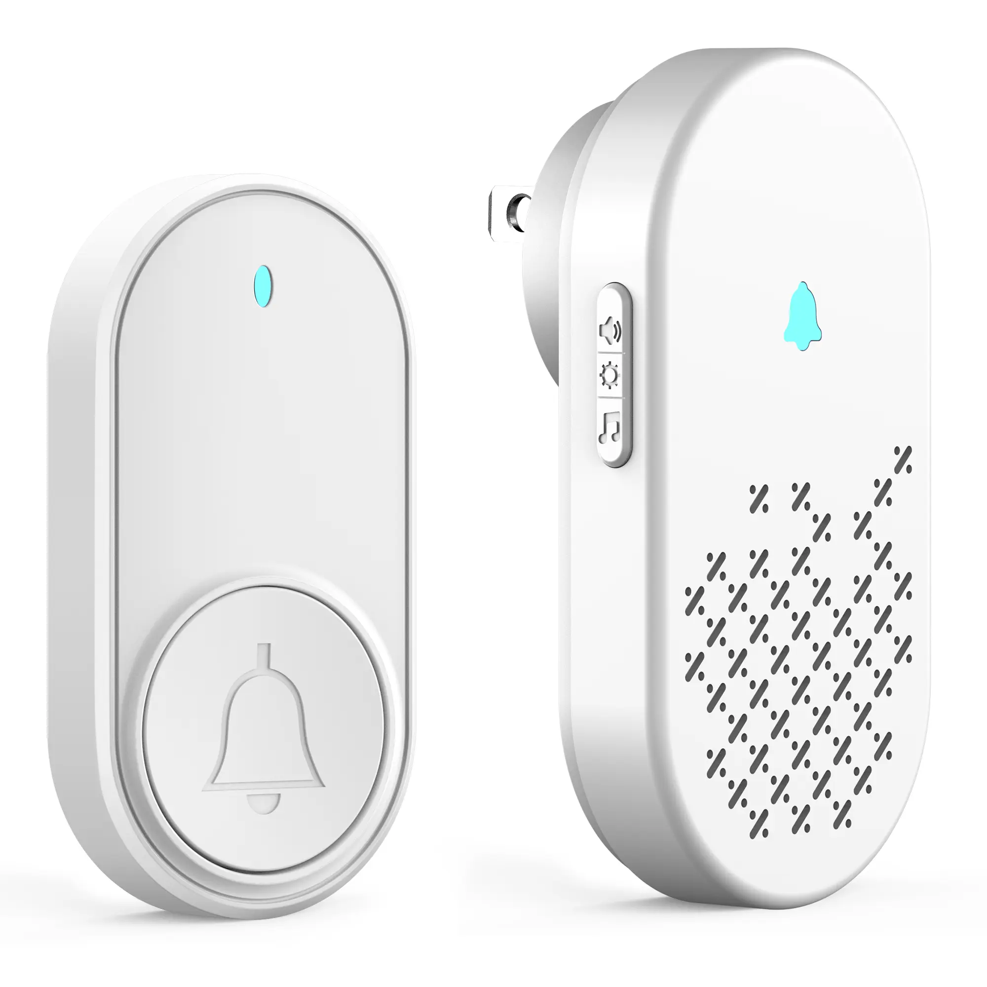 Wireless Doorbell Home Security System - DC Power Supply, Plug-and-Play, 100m Working Distance, 32 Different Ringtones, 4-Level Volume Adjustment, Suitable for Residential & Commercial Places