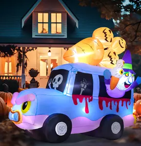 8FT Halloween Inflatable Pumpkin Monster with LED Lights - Blow Up Your Outdoor Scare Factor halloween gifts for Spooky Season gift wrap