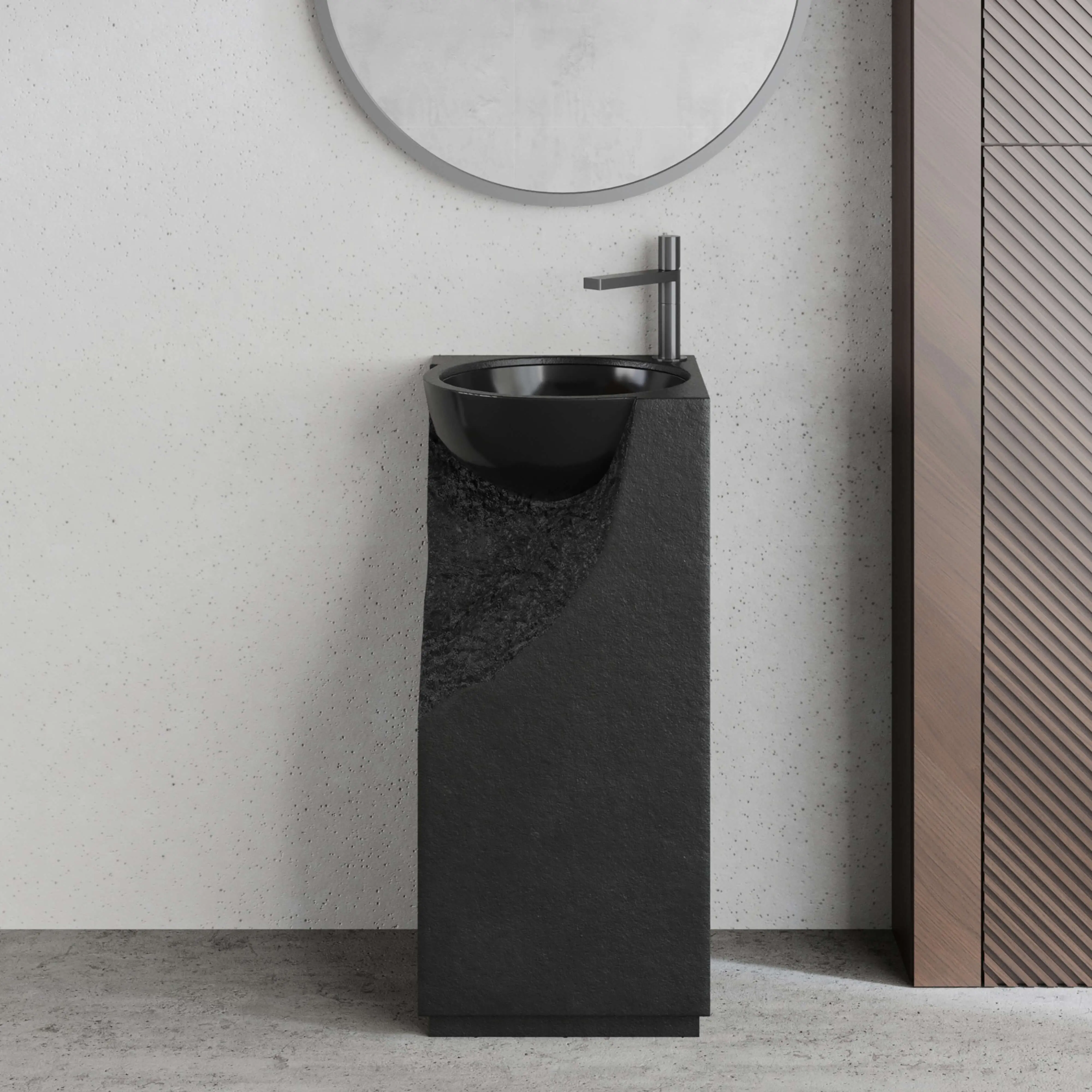【Medunjess】Pedestal Bathroom Sink Solid Surface Bathroom Sink