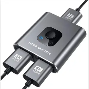 P-CGR04  HDMI Switch 4k@60hz Splitter,  Aluminum Bidirectional HDMI Switcher 2 in 1 Out, Manual HDMI Hub Supports HD Compatible with Xbox PS5/4/3 Blu-Ray Player Fire Stick Roku