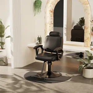 Baasha Reclining Black Salon Chair, Comfortable Salon Chair with Removable Headrest, Durable Steel Frame All Purpose Barber Chair 360 Swivel Stylist Hair Chair for Barbershop Weight Capacity 330 lbs