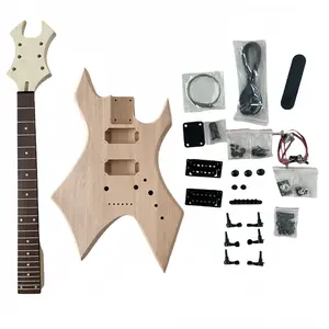 Unfinished Warlock Extreme BC Style Electric Guitar DIY Kit Warbeast Maple Neck Solid Mahogany Body Rosewood Fretboard 25.5 Inches 24 Frets