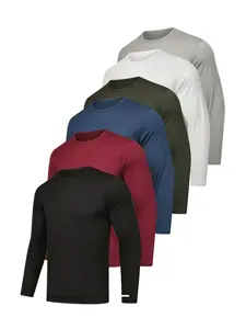 6-Pack Men's Quick-Dry Athletic Casual Long-Sleeve T-Shirts for Outdoor Fitness Running & Training Wholesale in Assorted Colors
