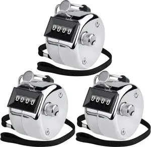 KTRIO Metal Handheld Tally Counter, 4-Digit Number Clicker Counter, Hand Mechanical Pitch Counters for Coaching, Knitting, People, Lap, Fishing, Golf and Row