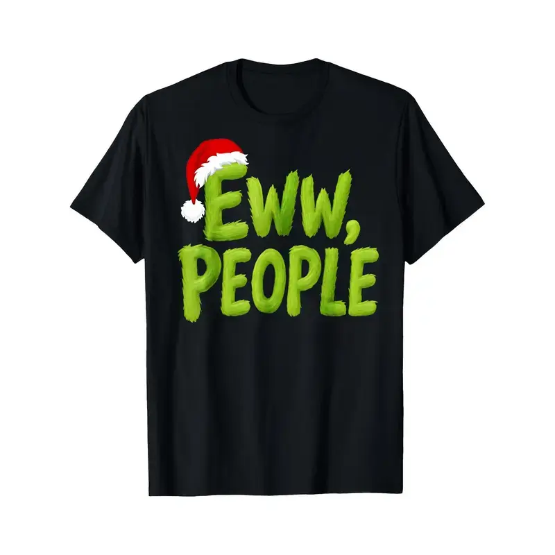 Christmas T-Shirt Black Eww People With Santa Hat Inspired Holiday Design For Christmas Party And Festive Occasions