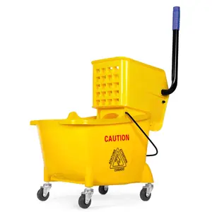 WEN 73034B Rolling Mop Bucket with Down Press Wringer, 26-Quart Capacity