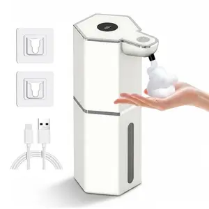 Automatic Soap Dispenser, 12.8oz Touchless Foaming Soap Dispenser, USB Rechargeable, 4 Adjustable Levels, Waterproof Wall Mounted Soap Dispenser for Bathroom, Kitchen, Home Essentials liquid