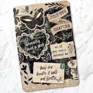 Vintage Cottage Core Holographic Cardstock Clear Case Insert for Kindle | Smutty Book Lover Gift | Bookish Stickers for Kindle | Booktok Smartphone Aesthetic Cover | Trendy Kindle Decorating Accessories | Just A Girl