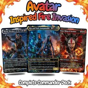 Elemental Fire Invasion Deck Proxy MTG – MTG Commander Fire Aggro Burn Strategy | Custom Proxy Card Set | Casual EDH Play + Token
