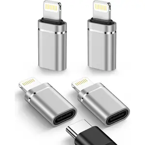 4 Pack USB C to Lightning Adapter, Lightning Male to USB Type C Female  Adapter Connecter for  14 Plus/13/12/11/XR/XS,     Data Sync Converter, Not for Audio/OTG