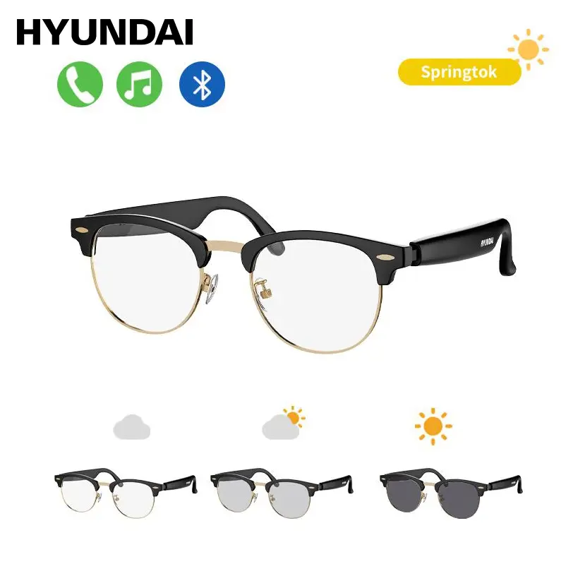 HYUNDAI UF-C8 Multifunctional Smart Glasses - Wearable Devices with Bluetooth Audio, Photochromic Lenses, Metal Frame, Surround Sound, Call & Music Mic, for Driving & Outdoors, Ideal Gift for Men