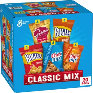 Classic Mix Snack Variety Pack, Bugles Original and Nacho Cheese, Gardetto's Original Recipe, Chex Mix Traditional and Cheddar, 20 Ct