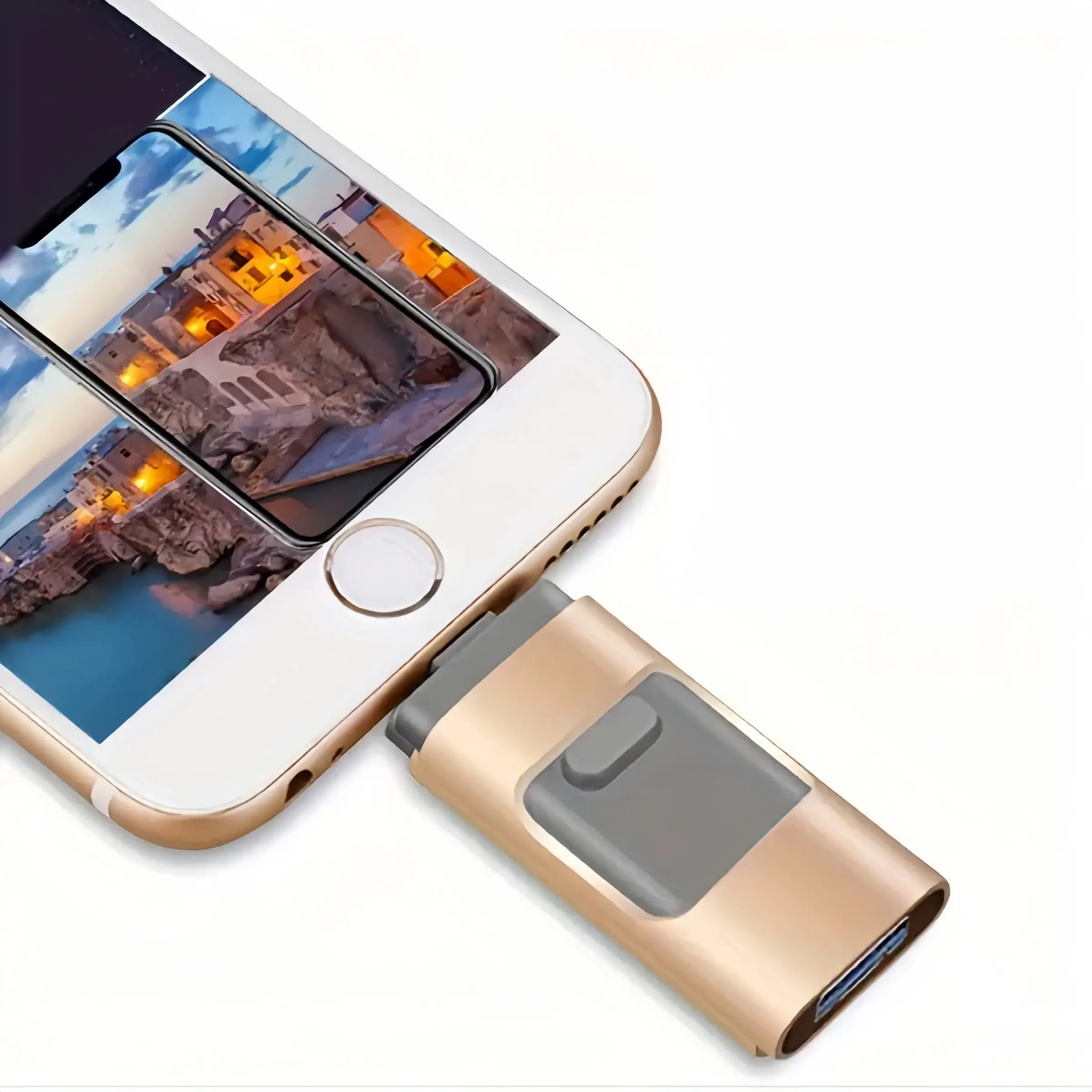 Ultra-Fast Flash Drive for iPhone & Type-C OTG USB 3.0, 4-In-1 Memory Stick, 64GB/128GB/256GB/512gb, Ideal for iOS/iPad/android Devices, USB Flash Drives