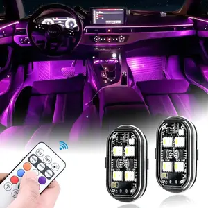 2/4/6 Pack Multicolor LED Interior Car Lights, Car Decorative Lights with Wireless Remote, USB Rechargeable Anti-Collision Safety Strobe Lighting, Universal Vehicle Kit