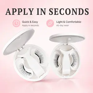 All-in-One Box Bare Soft Magnetic Reusable Eyelashes Set | Reusable Glue-Free Magnetic Lashes with Applicator & Mirror Storage Case | Waterproof Eyeliner-Free Natural Style Makeup | Skin-Friendly for Sensitive Eyes (4 Pieces Set) beginner-friendly #Fluffy