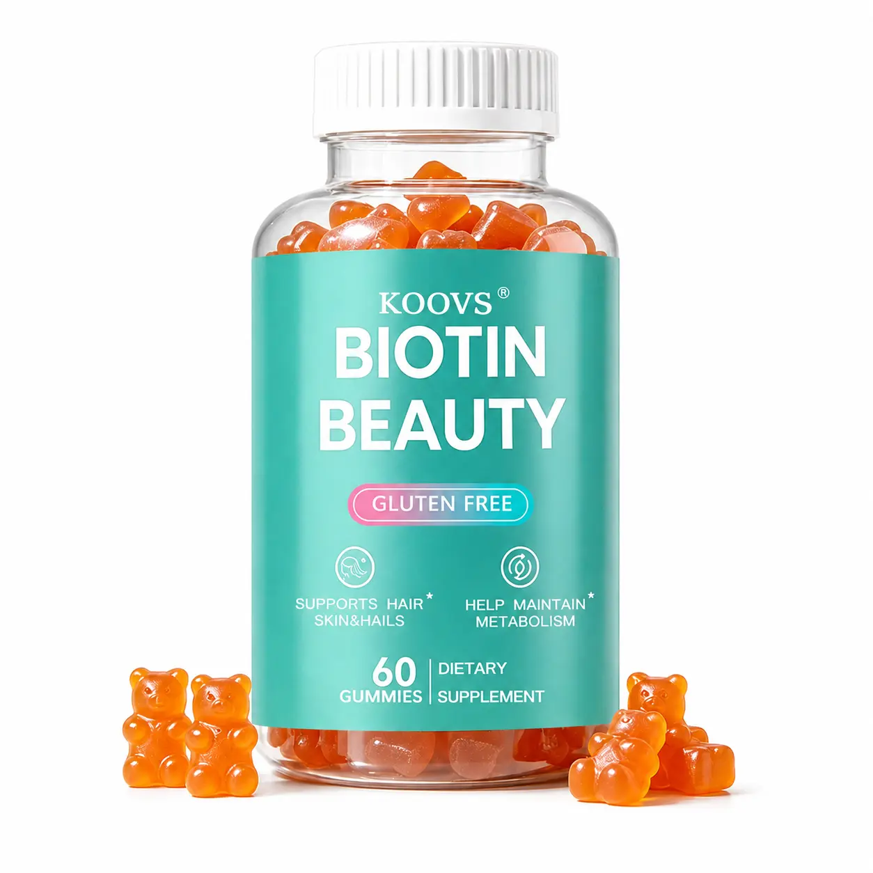 Biotin Gummies 5000mcg, Hair Skin & Nails Support - Pectin Based Chewable Multivitamin Gummies, 60 Count,Non-GMO, Gluten Free