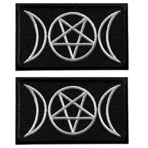 Pagan Triple Goddess Symbol Patch [3.0 X 1.75 inch - Iron on Sew on -PZ1] 2 Piece