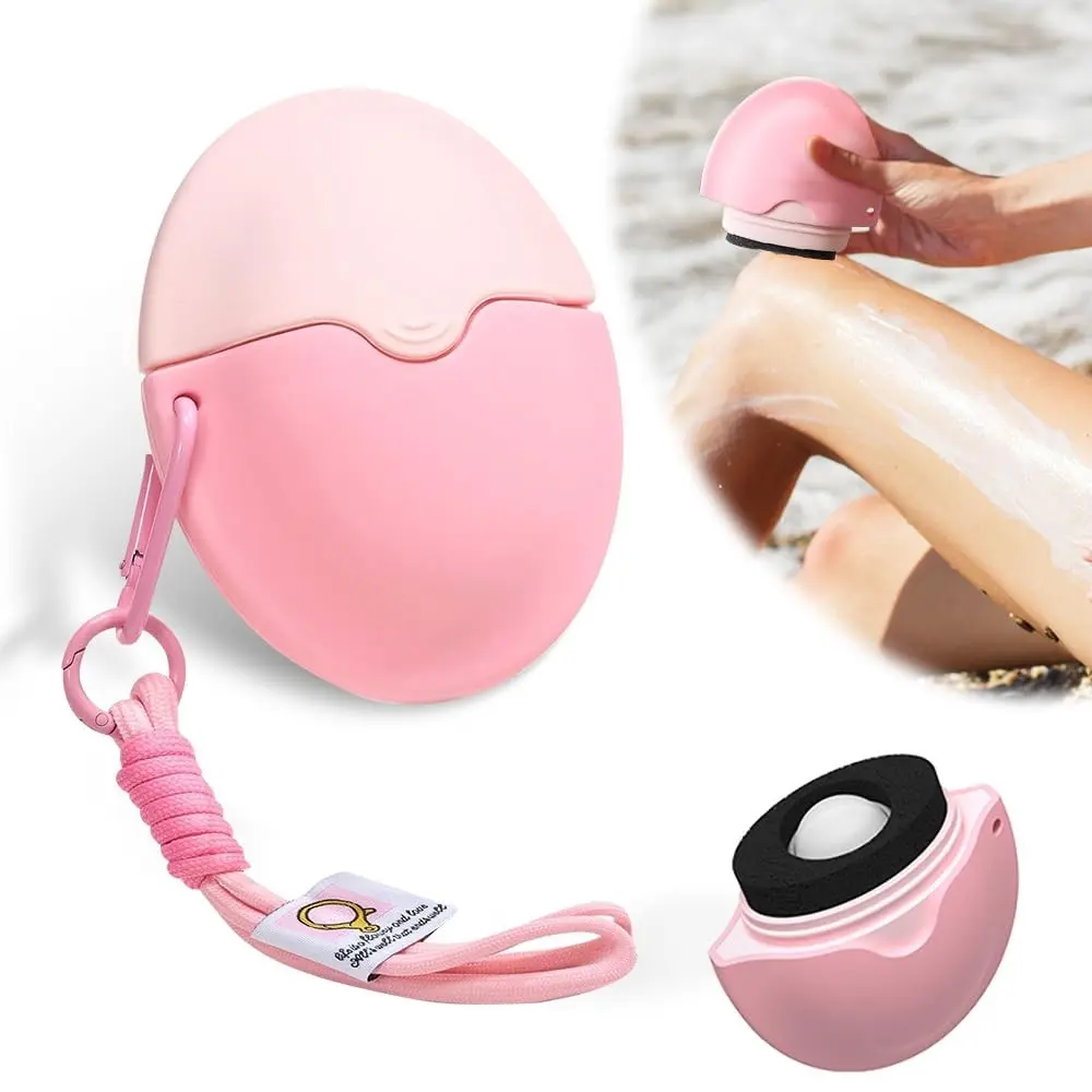 Sunscreen Applicator Roll On Silicone Sponge Tool 2 Piece Refillable Washable Portable Practical Design Body Lotion Applicator For Family Daily Outdoor Travel Use