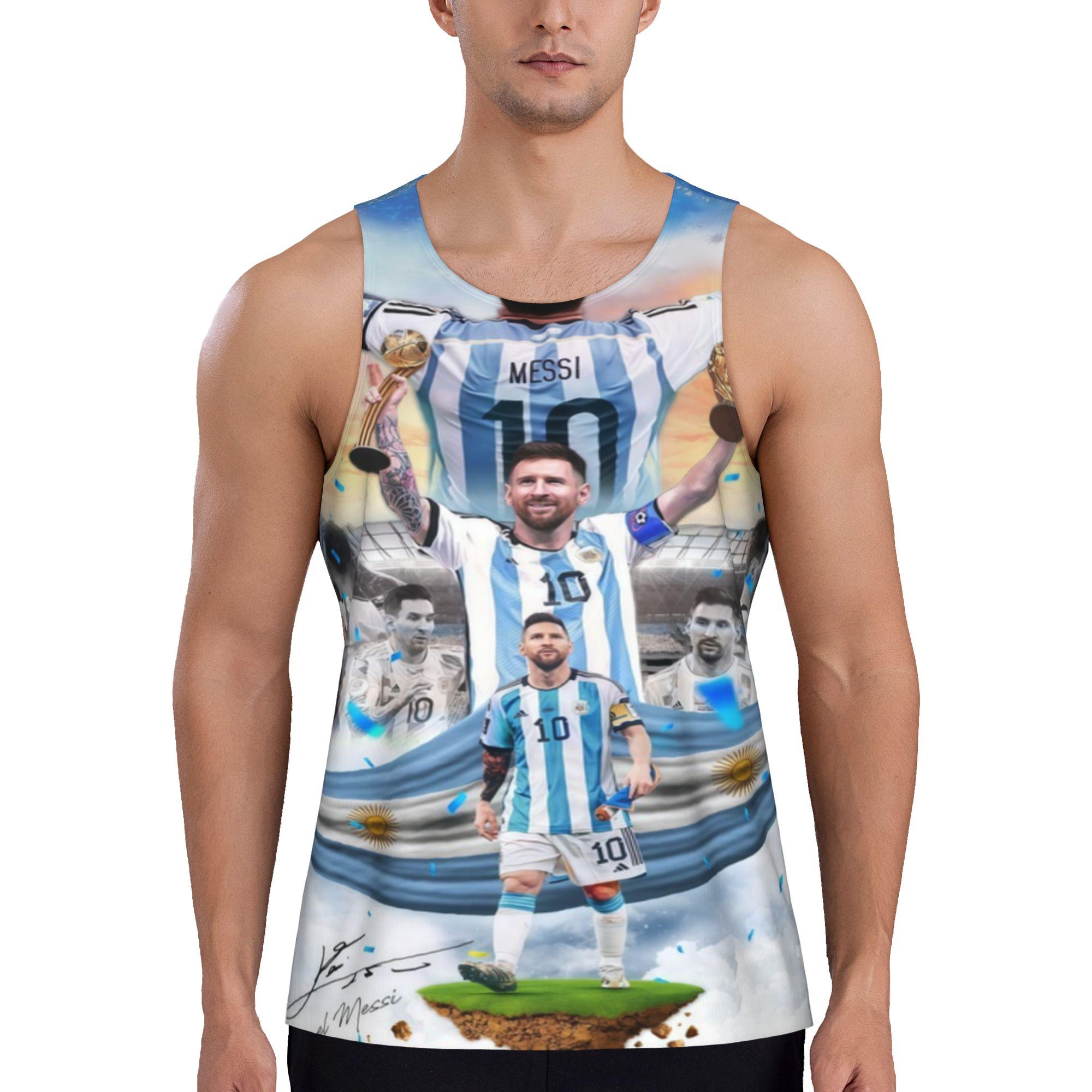 Messi Celebration Muscle Tank: Messi, Argentina's #10, Forever Champion. Summer Breathable Vest.